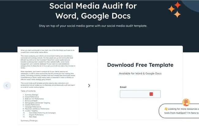 free hubspot social media audit template